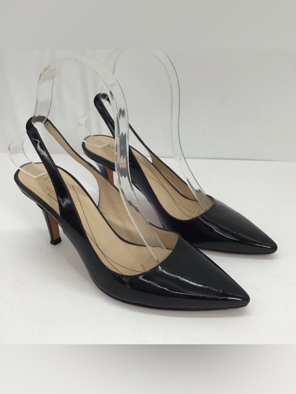 Kate Spade Patent Leather Pointed Toe Slingback Heel Career Classic Size 6 B